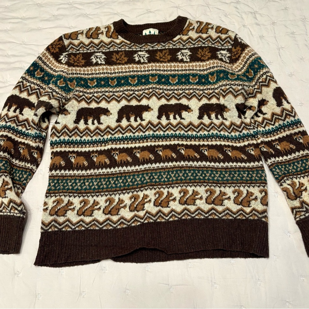 Kiel James Patrick Brown and Cream Animal Pattern Sweater